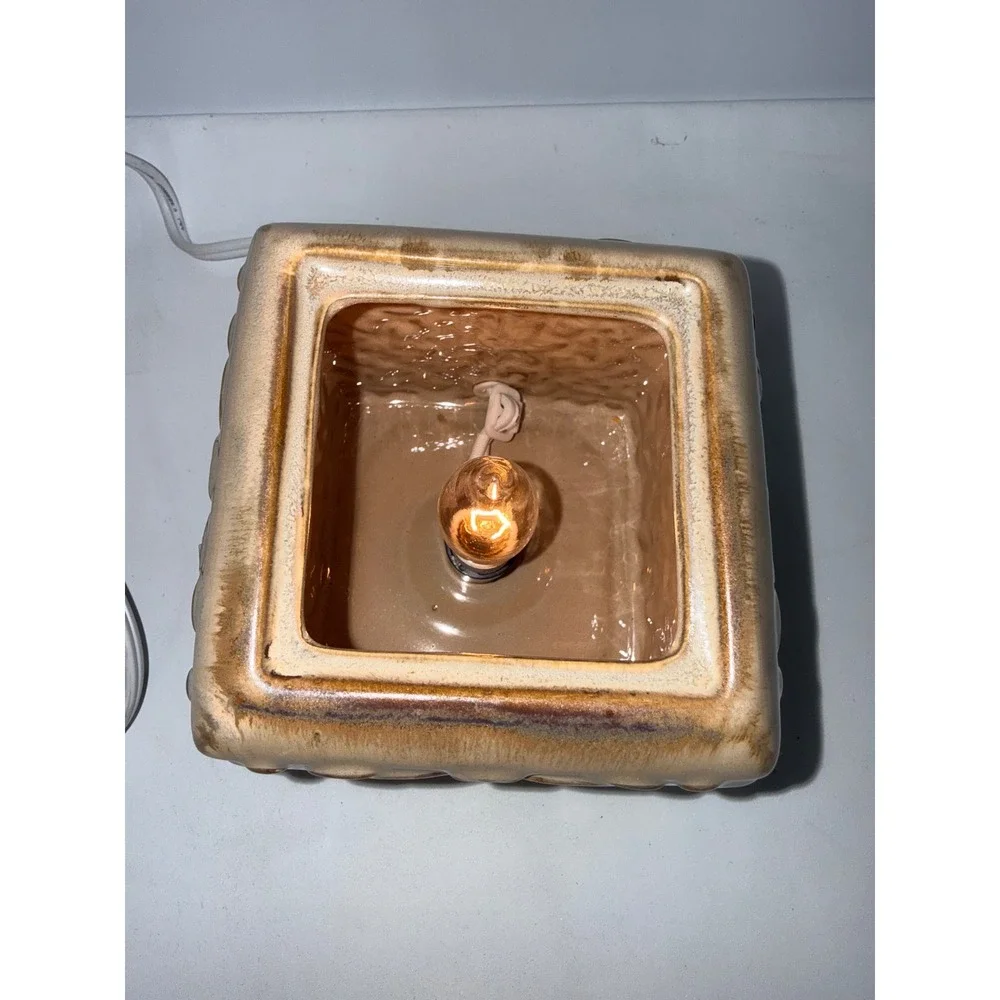 Wax Warmer Home Tan Brown Embossed Floral Ceramic Electric Tested